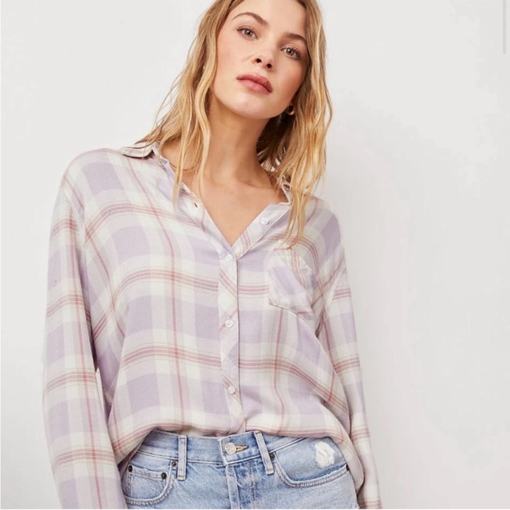 Rails Lavender Plaid Button-Down Shirt size medium